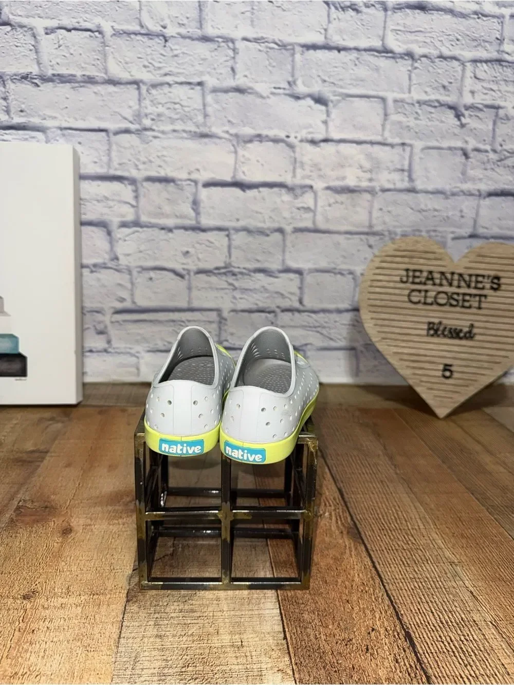 Native Mist Grey and Sunny Green Jefferson Slip On Shoes